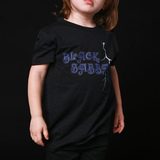 Lightning Bolt Graphic Black Kids T-Shirt Model